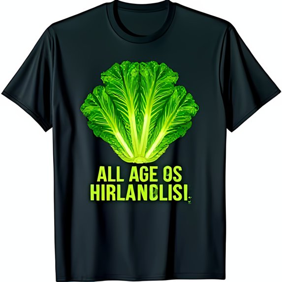 Stylish Black T-Shirt with Unique Green Vegetable Crown Graphic Fun & Trendy