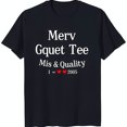 thumbnail image 1 of Stylish Black T-Shirt with Unique 'Merv Gquet Tee Mis & 1 LoveLove 2005' Graphic, 1 of 5