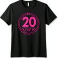 thumbnail image 1 of Stylish Black T-Shirt with Vibrant Pink 20 Graphic & Feminine Bow Design, 1 of 5