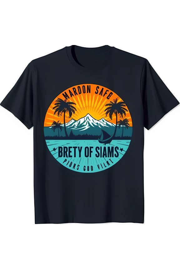 Stylish Black T-Shirt with Vibrant Sunset Mountain Graphic for Casual Wear