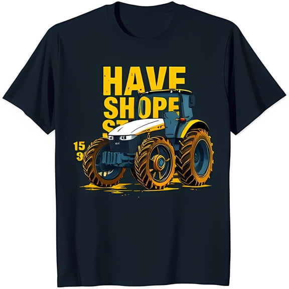 Stylish Black T-Shirt with Vibrant Tractor Graphic and 'HAVE SHOPE' Text