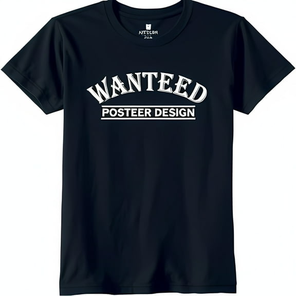 Stylish Black T-Shirt with 'WANTED' Graphic & 'POSTEER DESIGN' Print