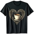 thumbnail image 1 of Stylish Black T-Shirt with Whimsical Coffee Cup Heart Graphic Design, 1 of 5