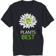 thumbnail image 1 of Stylish Black T-Shirt with White Flower Graphic & PLANTS BEST Text, 1 of 5