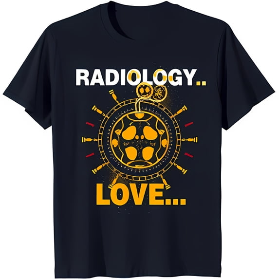 Stylish Black T-Shirt with Yellow X Ray Gear Graphic Radiology Love Design