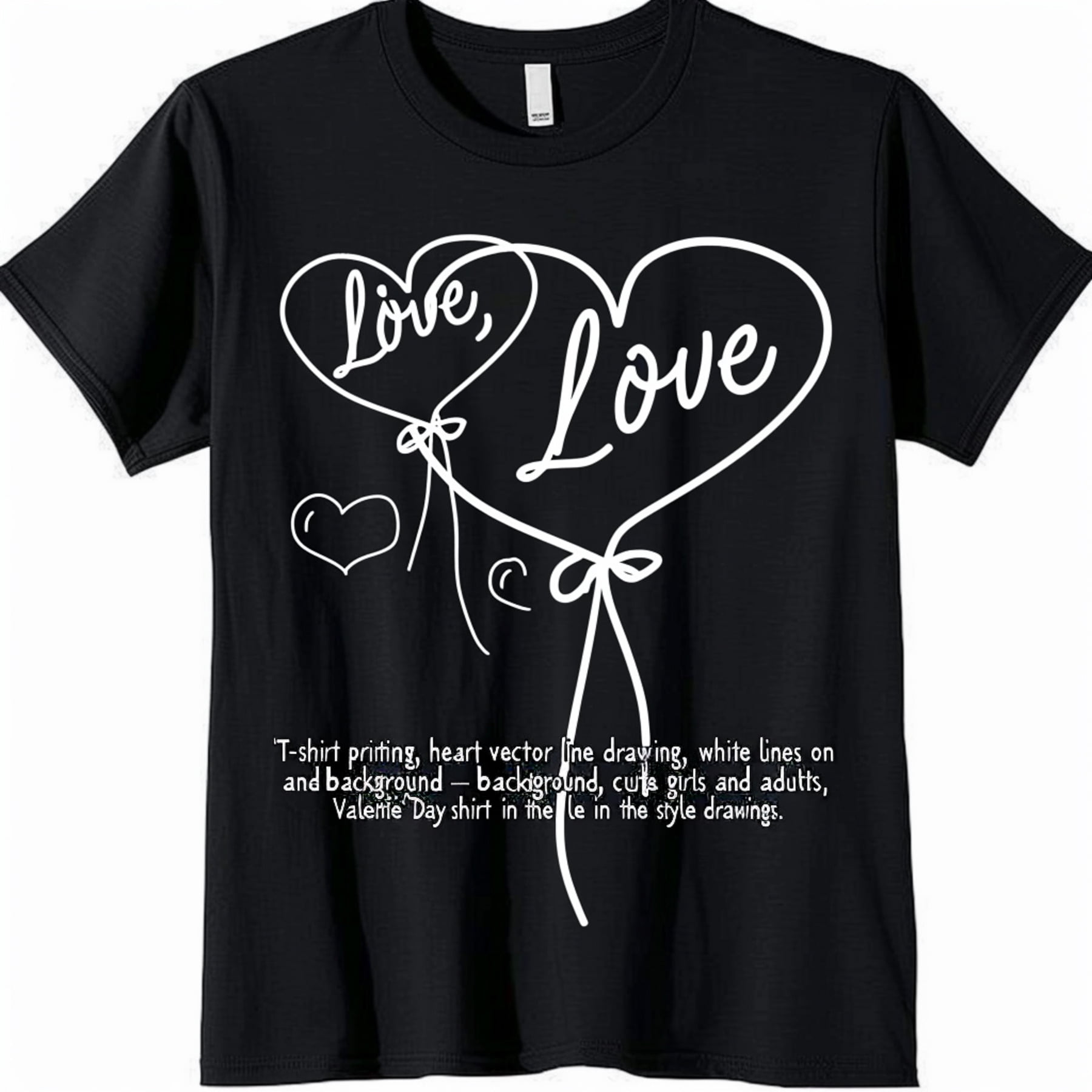 Stylish Black TShirt with Heart Balloon Design Perfect for Valentine's ...