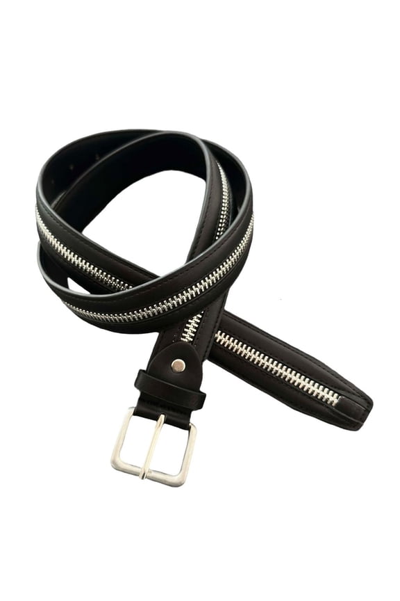 Stylish Black Washed Nappa PU Belt Waist Decoration With Adjustable Zipper Detail Great For Most Occasion