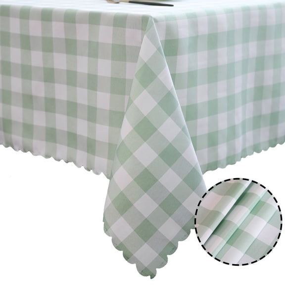 Stylish Black and Green Tablecloth 63"×55" - Durable, Spill-Resistant, Wrinkle-Free Fabric for 6-Foot Tables, Dining Rooms, Parties, and Daily Use