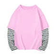 thumbnail image 1 of Stylish Black and White Stripe Patterned Long Sleeve T-Shirt for Girls and Boys, Cotton Blend Patchwork Design, Spring/Autumn Fashion Top, 1 of 3