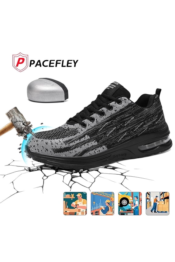 Stylish Black and red steel Toe Safety Shoes for Men -Slip Resistant,Puncture Proof ,Anti-Crush,Airflow,Durable, - Professional Yet for Work