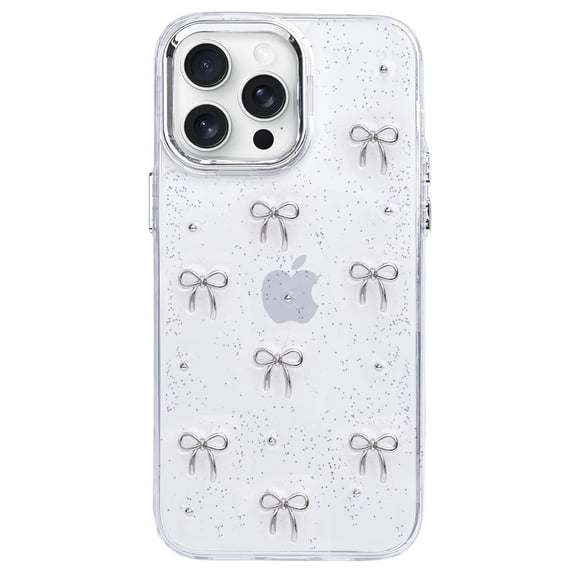 Stylish Glitter Clear Soft Case for iPhone 16 Pro Max - 3D Bow Design Protective Cover for 6.9" iPhone 16