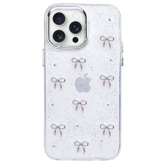 Stylish Glitter Clear Soft Case for iPhone 16 Pro Max - 3D Bow Design Protective Cover for 6.9" iPhone 16