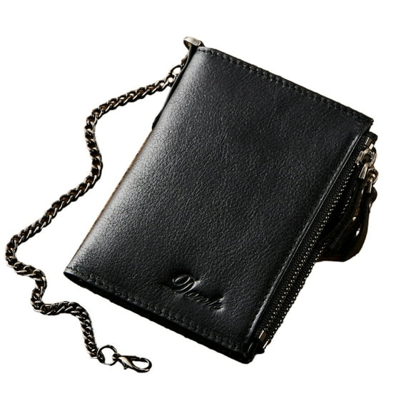 Stylish Blocking Anti-theft Wallet with Chain and Zipper for Cards and Cash