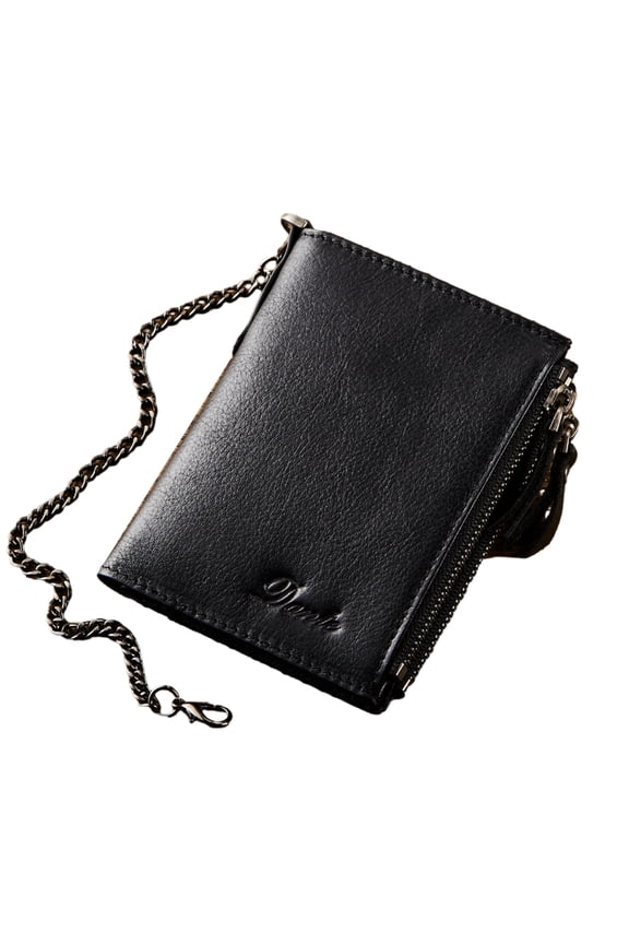 Stylish Blocking Anti-theft Wallet with Chain and Zipper for Cards and Cash