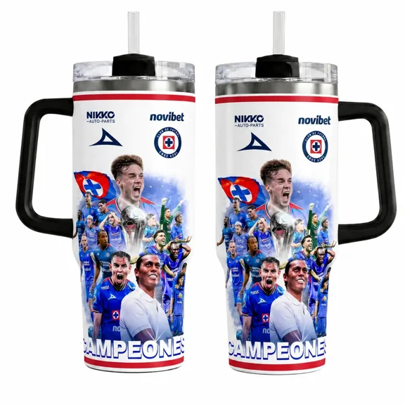 Stylish Blue Machine Inspired Tumbler (30oz, 40oz) - La Mquina Blue White Liga MX Drinkware, Campeones Soccer Fan Cup, Mexican Football Game Day Gift for Fans, Straw Not Included Water Bottles
