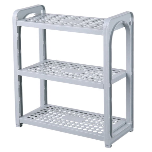 Stylish Blue/Pink/White Three-Layer Storage Rack Adjustable Multifunctional Plastic Desk Shelves Hollow Assembled Bathroom