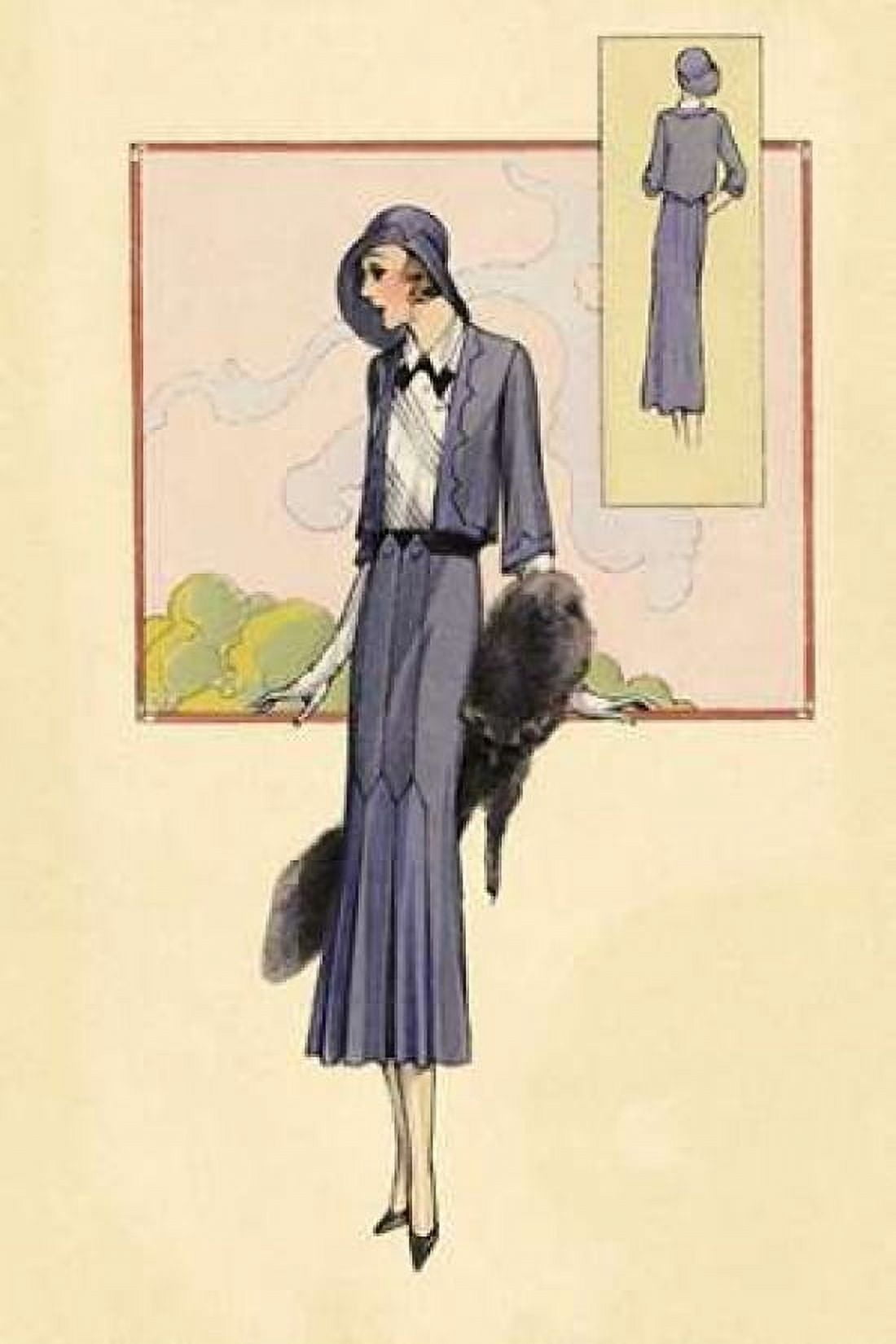 Stylish Blue Suit with Stole Canvas Art - Vintage Fashion (12 x 18)