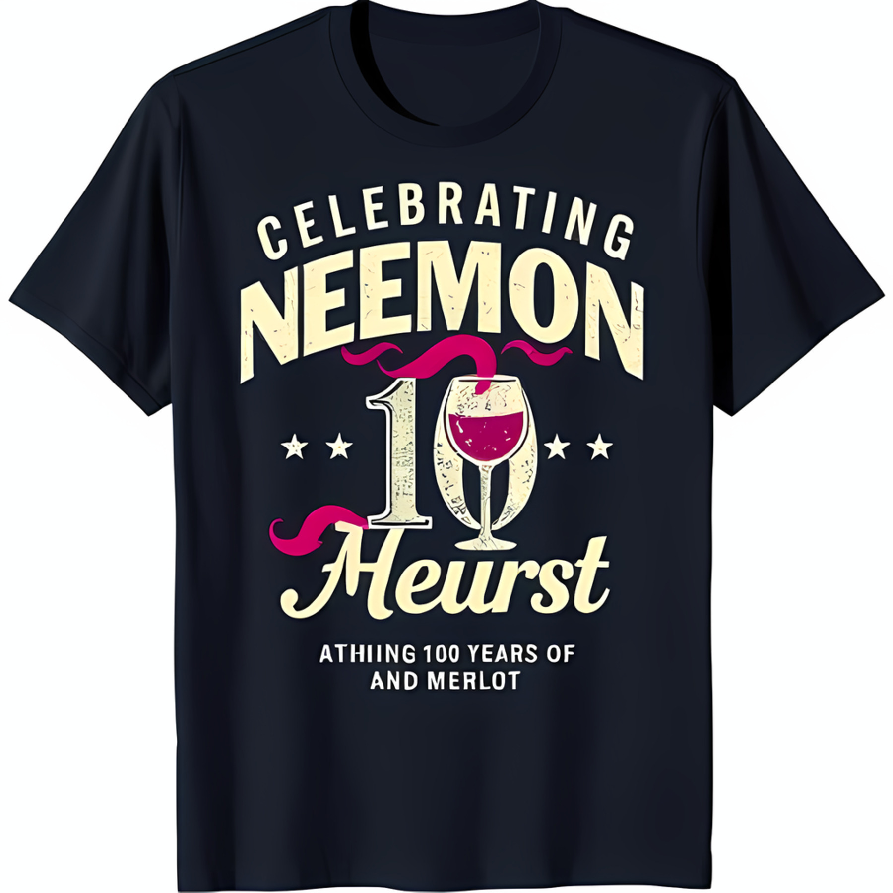 Stylish Blue TShirt with Celebrating Neemon Graphic & Glass Design 100