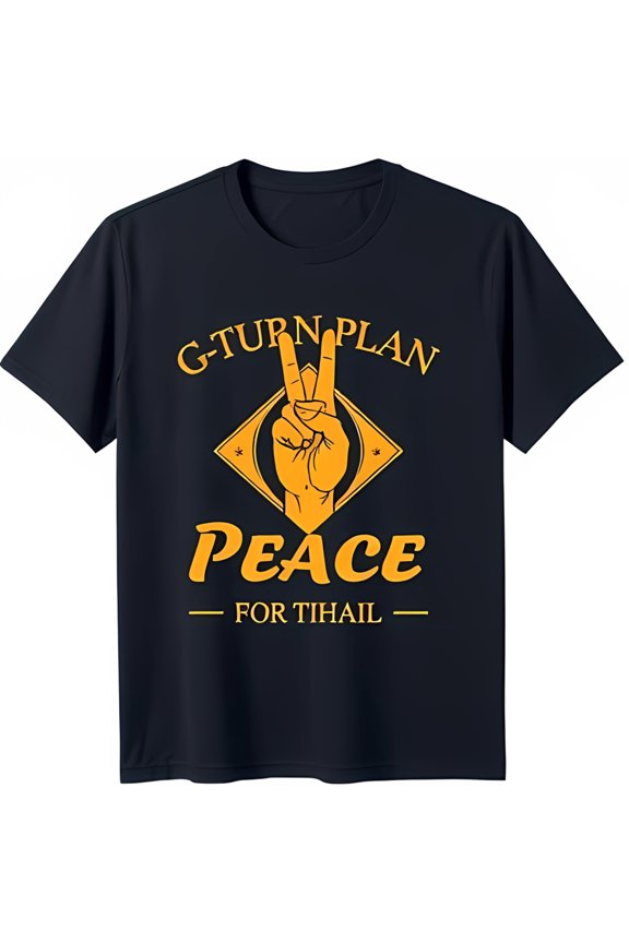 Stylish Blue T-Shirt with Peace Sign & Stars G Turn Plan Peace for Tihail