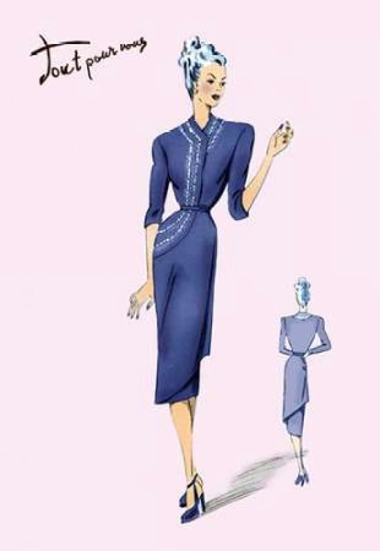Stylish Blue for Evening 1947 Canvas Art - Unknown (12 x 18)