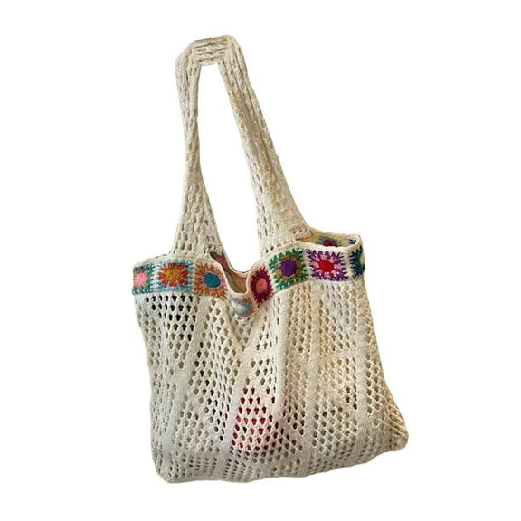 Stylish Bohemian Styles Shoulder Bag with Hollow Out Crochet Knit Design Beach Bags Large Handbag for Fashion Women