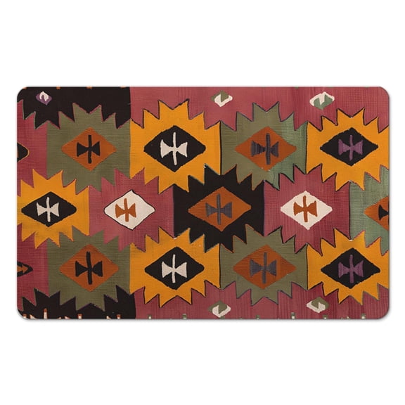 Stylish Boho Bathroom Rugs: 20x32 inch Non-Slip Aztec Bath Mat, Ultra-Soft, Absorbent, and Elegant - Transforms Your Bathroom with Western Geometric Farmhouse Charm