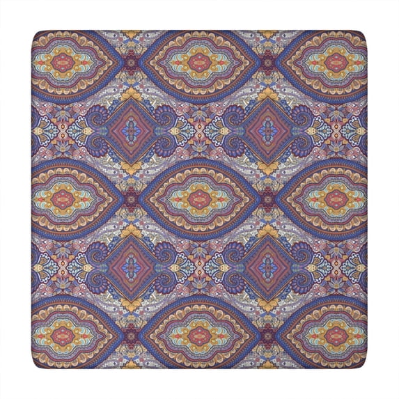 Stylish Boho Floral Square Tablecloth 34x34 Inch with Fitted Edge for Various Table Settings