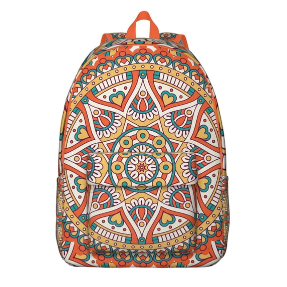 Stylish Boho Mandala Backpack Tote for Women Men, Floral Print Bookbag with Laptop Sleeve, Durable College School Work Travel Carry On, Gift Idea