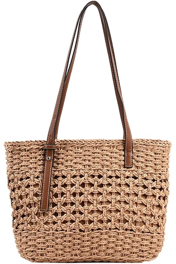 Stylish Boho Straw Tote Bag Hand-woven Purse Beach Handbag Summer Shoulder Bag With Adjustable Strap