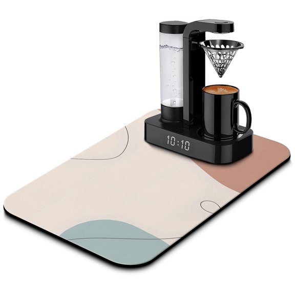 Stylish Boho Theme Coffee Mat, 19.5x12in Absorbent Diatom Mud Material for Dish Drying, Coffee Mat Perfect for Coffee Stations Cute Abstract Stones Design for Coffee Machine Protection and Decor
