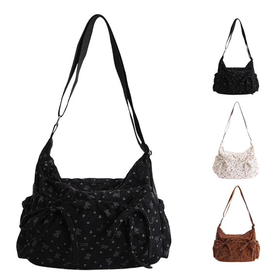 Stylish Bow Detail Shoulder For Large Capacity Tote Crossbody Purse Casual Daypack Versatile Handbag