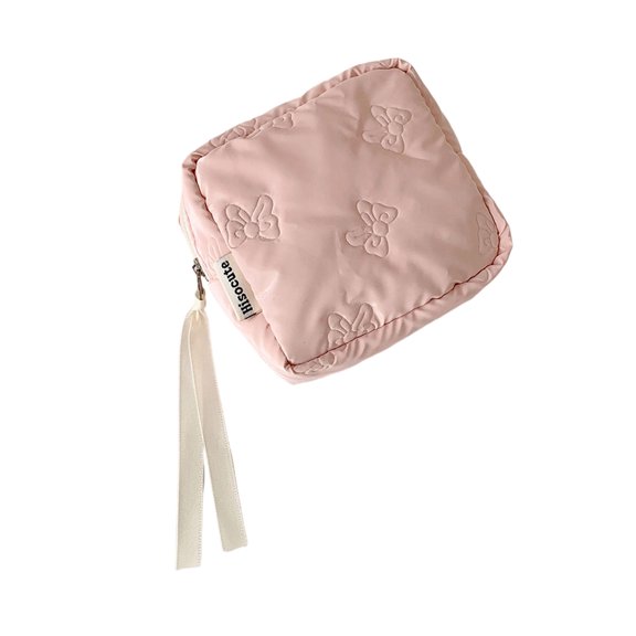 Stylish Bowknot Cosmetic Case Polyester Makeup with Water-Resistant Portable Design