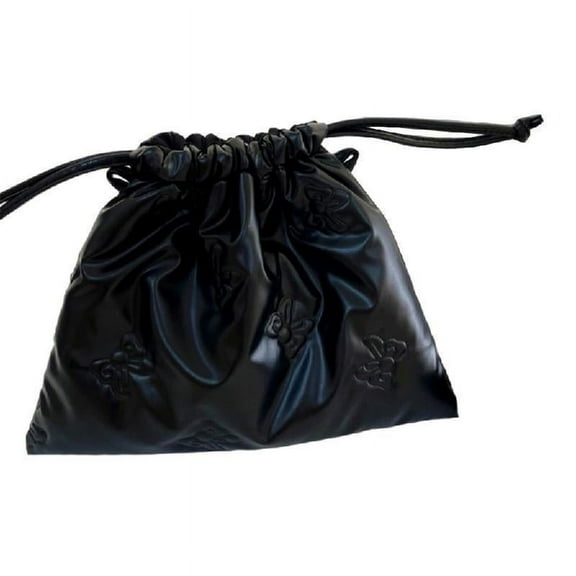 Stylish Bowknot Embellished PU Drawstring Bag Beautiful Large PU Pocket Bowknot Pouches with Drawstring Closure
