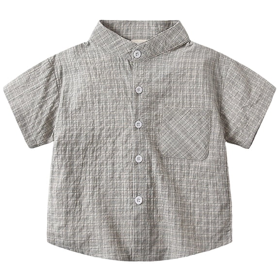Stylish Boys Checkered Shirt Lightweight Casual Button Down Top For Kids Youth Children Apparel