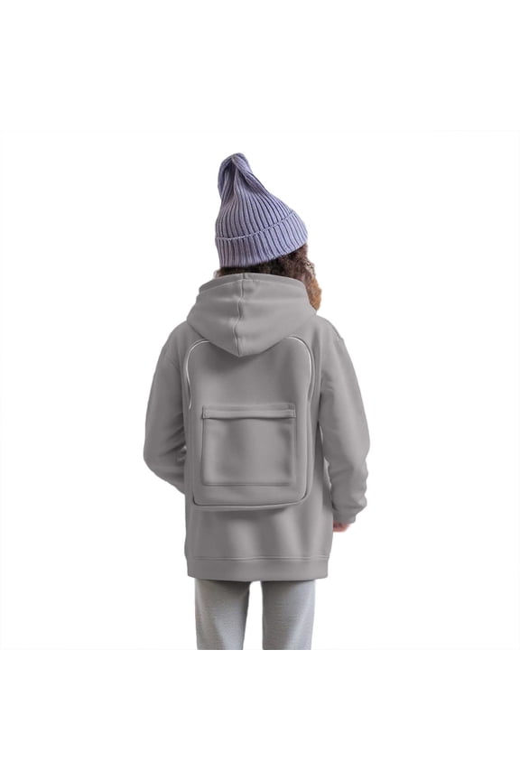 Stylish Boys Hooded Sweatshirt with Detachable Backpack Pocket Zipper Design for Everyday Wear