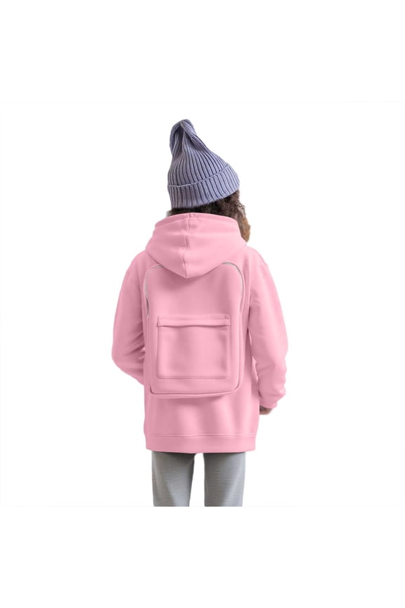 Stylish Boys Hooded Sweatshirt with Detachable Backpack and Convenient Zipper Pocket for Everyday Wear Crew Neck Cute Pullover Relaxed Fit Tops