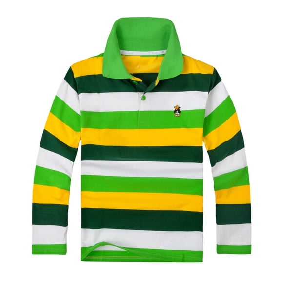 Stylish Boys Long Sleeve Casual Shirt with Button Down Closure Comfortable Soft Striped Tee for,Light Green 10