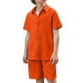 thumbnail image 1 of Stylish Boys Outfits and Sets Relaxed Summer Wear Textured Short Sleeve Tops and Shorts for Casual Outdoor Activities Ages 5-14, 1 of 2