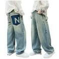 thumbnail image 1 of Stylish Boys Wide Leg Jeans Loose Fit Denim Casual Pants for Everyday Wear and Outdoor Adventures, 1 of 3