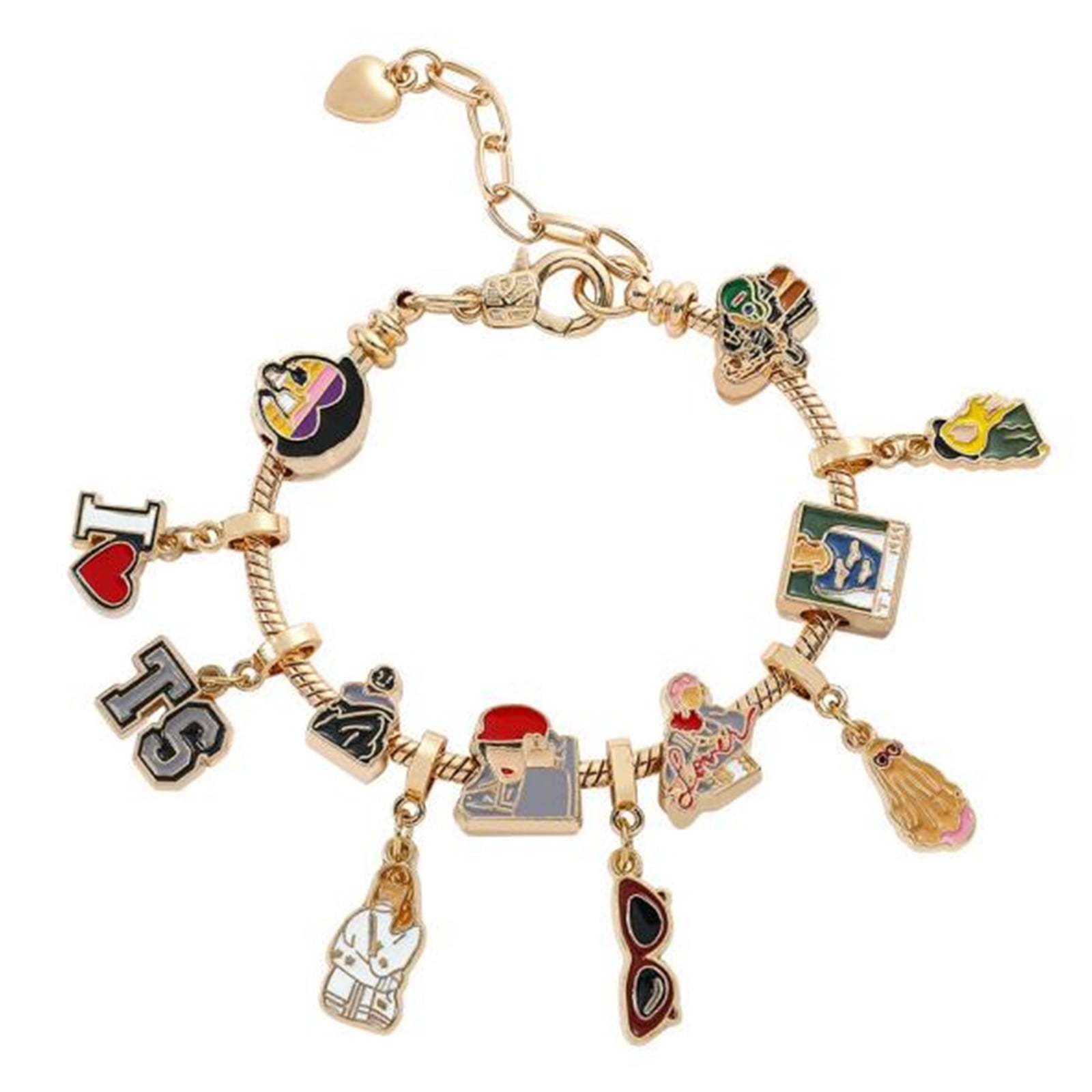 WISHTIME TS Gold Bracelet Inspired Charm DIY Friendship Jewelry Bracelet for Women Girls Fans Gift