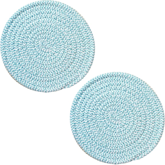 Stylish Braided Corded Pot Holder/Mini Placemat, Set of 2 (7.5" Round, Blue)
