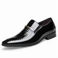 thumbnail image 1 of Stylish British-Style Loafers - Simulated Crocodile Men's Dress Shoes for Business Casual Occasions - Slip-on Comfortable Design with Soft Insoles and Breathable Leather Upper Pointed Brown Shoes, 1 of 5