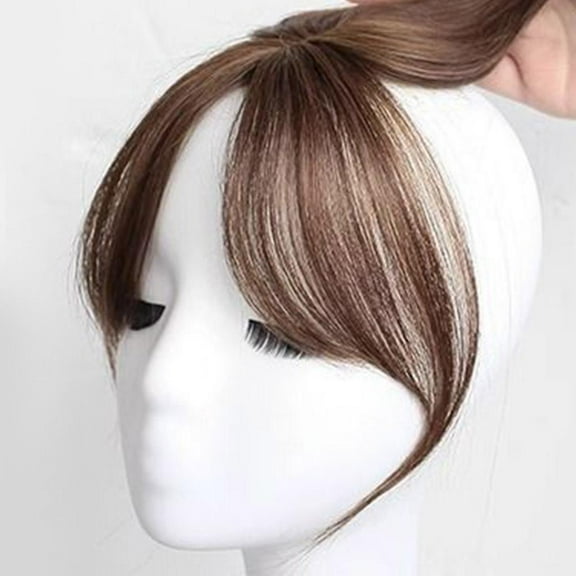 Stylish Brown Black Synthetic Bangs - Realistic Hairpiece for Fashionable Looks