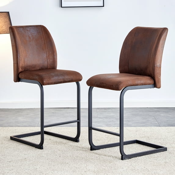 Stylish Brown Suede Conference Chairs (Set of 2)