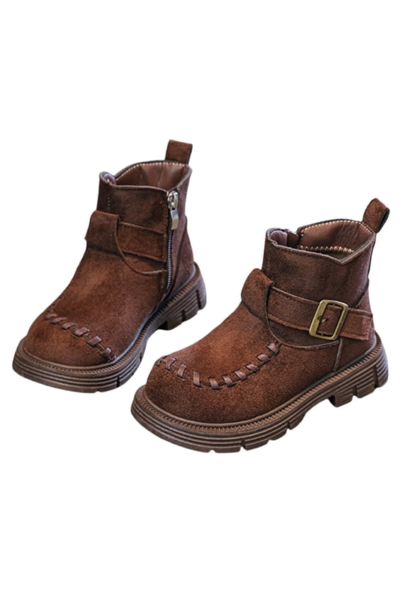 Stylish Brown Suede Platform Booties for Women - Winter Ankle Booties with Durable Sole, for Cold Weather