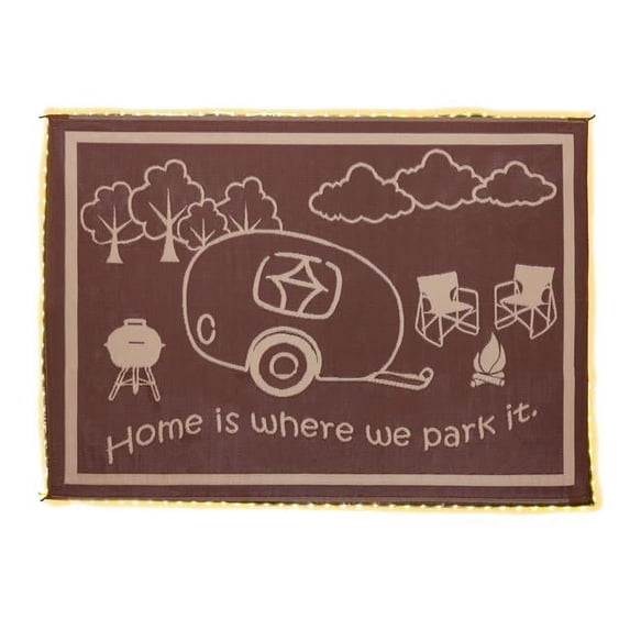 Stylish Camping LRVH8117 Reversible LED Illuminated Mat - RV Home, Brown/Beige, 8' x 11'