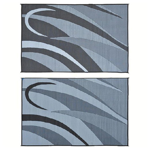 Stylish Camping GA1 Reversible Graphic Patio Mat-8' x 12', Black/Silver