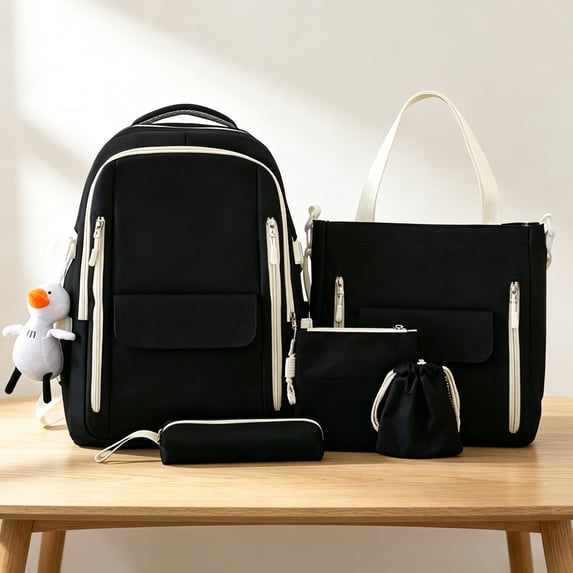 Stylish Campus Backpack Large Capacity for Everyday Use Daypack with Modern Design for School Work Daily Commute (Set of 5)