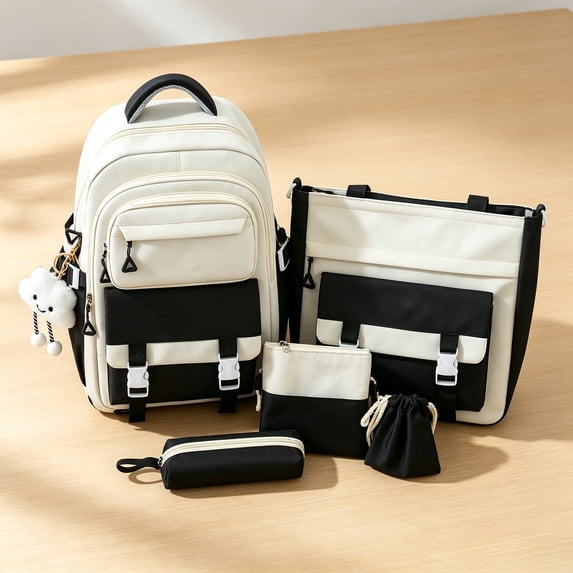 Stylish Campus Backpack Large Capacity for Everyday Use Daypack with Modern Design for School Work Daily Commute (Set of 5)