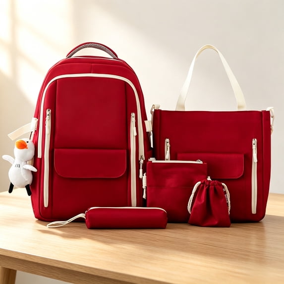Stylish Campus Backpack Large Capacity for Everyday Use Daypack with Modern Design for School Work Daily Commute (Set of 5)